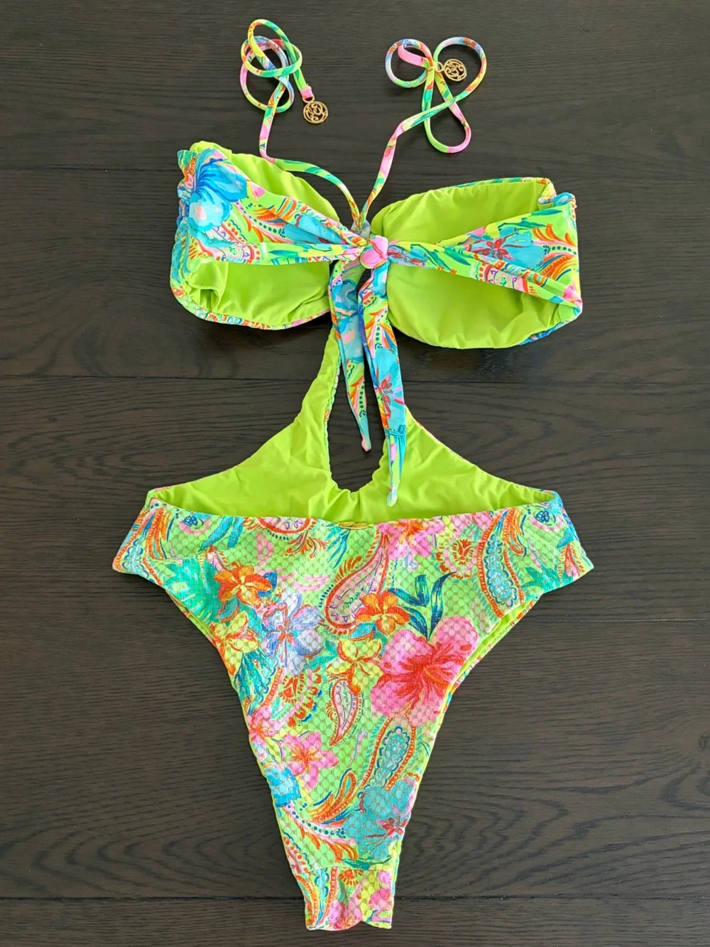 Luli Fama Hibiscus Dream Keyhole Ring One-Piece Swimsuit